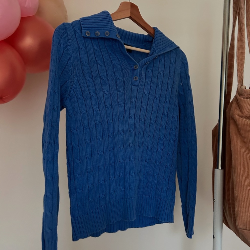 Blue Cable Knit Women's Sweater